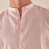 Camicia da uomo in lino e cotone a manica lunga con collo alla coreana. M49069 CIPRIA GUY Uomo 