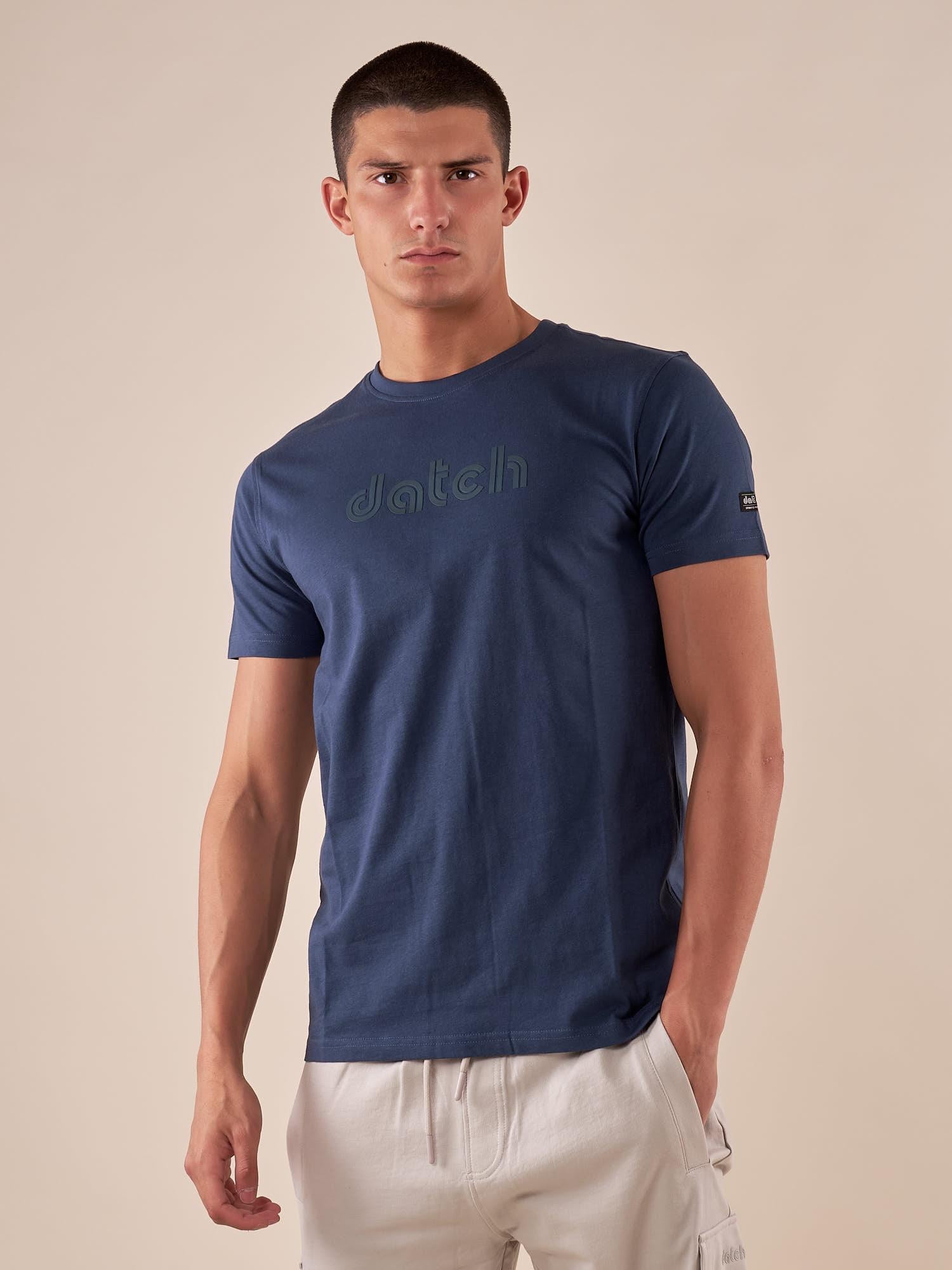 T-shirt uomo manica corta in cotone con logo tono su tono DM9056 DARK POWERED DATCH 