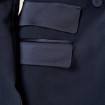 Giacca doppiopetto donna in scuba crepe con rever in raso.  Eleganza sartoriale e comfort moderno. GI003480 BLU ARTIGLI 