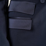 Giacca doppiopetto donna in scuba crepe con rever in raso.  Eleganza sartoriale e comfort moderno. GI003480 BLU ARTIGLI 