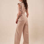 Tuta Donna elegante doppio petto con ciintura in vita e pantalone lungo a gamba larga. TU000819 BEIGE ARTIGLI 