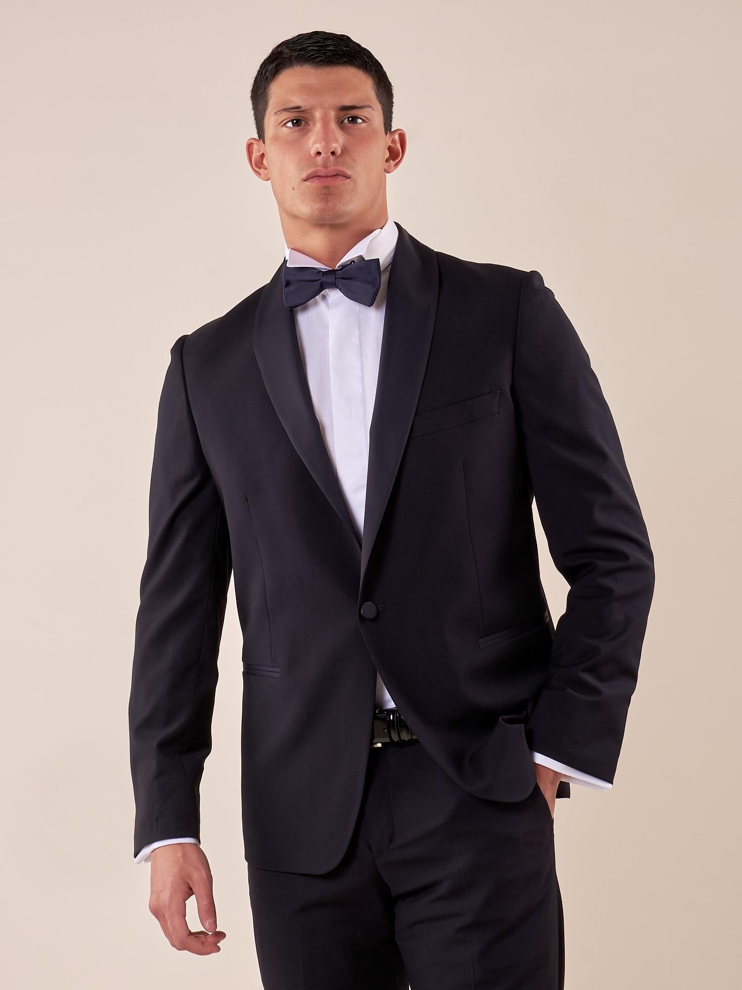 Abito smoking cerimonia elegante giacca monopetto uomo TM/NAPOLIPRS BLU ITALIAN FORMAT 