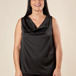 Top Donna Curvy con Giromanica e Scollo Morbido  Raso Davanti, Maglina Lurex Dietro. F453YBFKABUL NERO Lizalù 