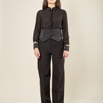 Pantalone donna a palazzo in tessuto tecnico. PA003217 NERO ARTIGLI 