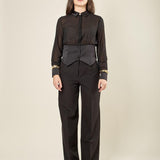 Pantalone donna a palazzo in tessuto tecnico. PA003217 NERO ARTIGLI 