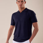 Polo manica corta collo derby viscosa tessuto crepe finezza 12 uomo. CON2152125 NAVY CONSENSO 