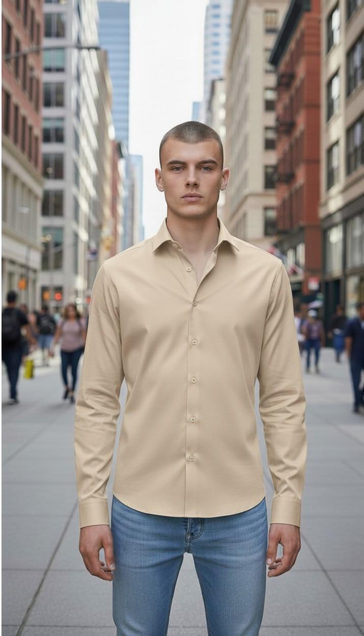 Camicia Uomo No Stiro in Jersey Ultra Stretch Manica Lunga. CON5413426 PANAMA CONSENSO 