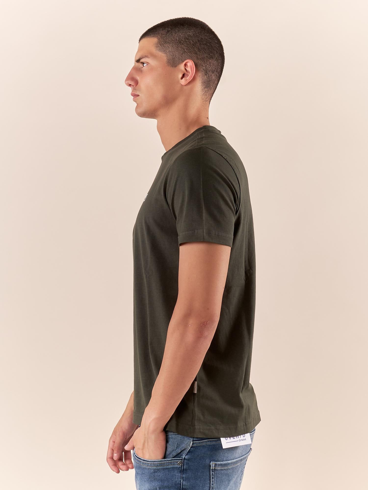T-shirt Uomo manica corta in cotone 100% con logo stampato a contrasto TS616034 VERDE Henry Cotton's 