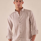 Camicia Uomo in misto lino a righe manica lunga. CE1265H FANGO HAMAKI-HO Uomo 