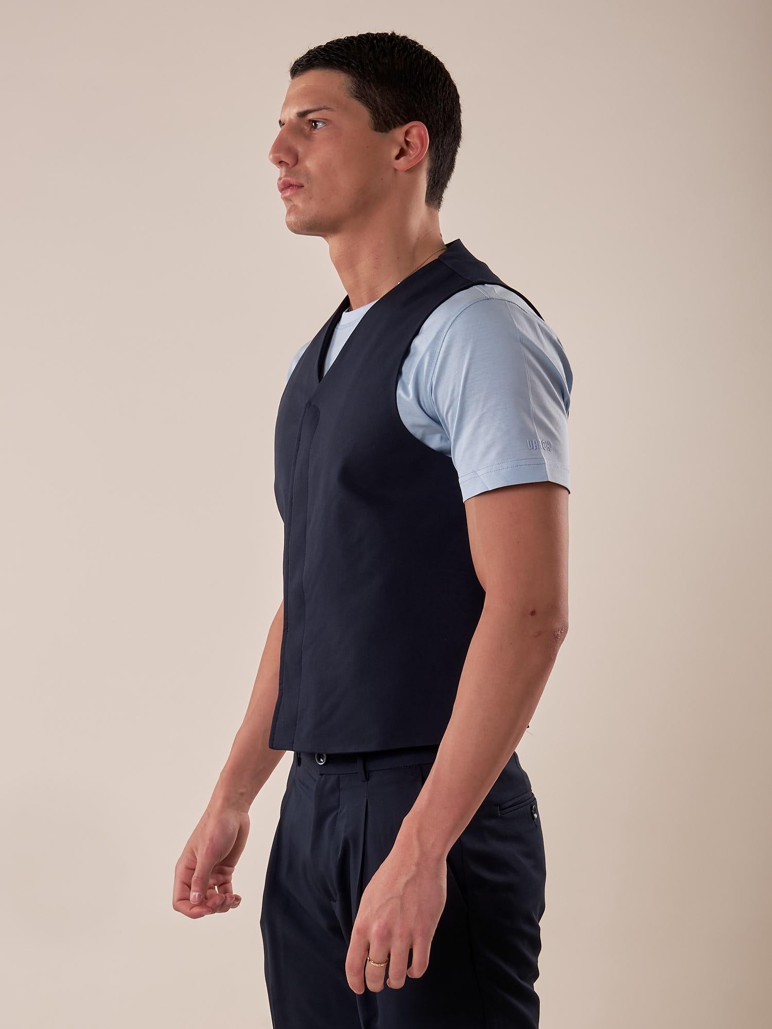 Gilet uomo abbottonatura nascosta. OE1S2S5I01 BLU OVER-D Uomo 