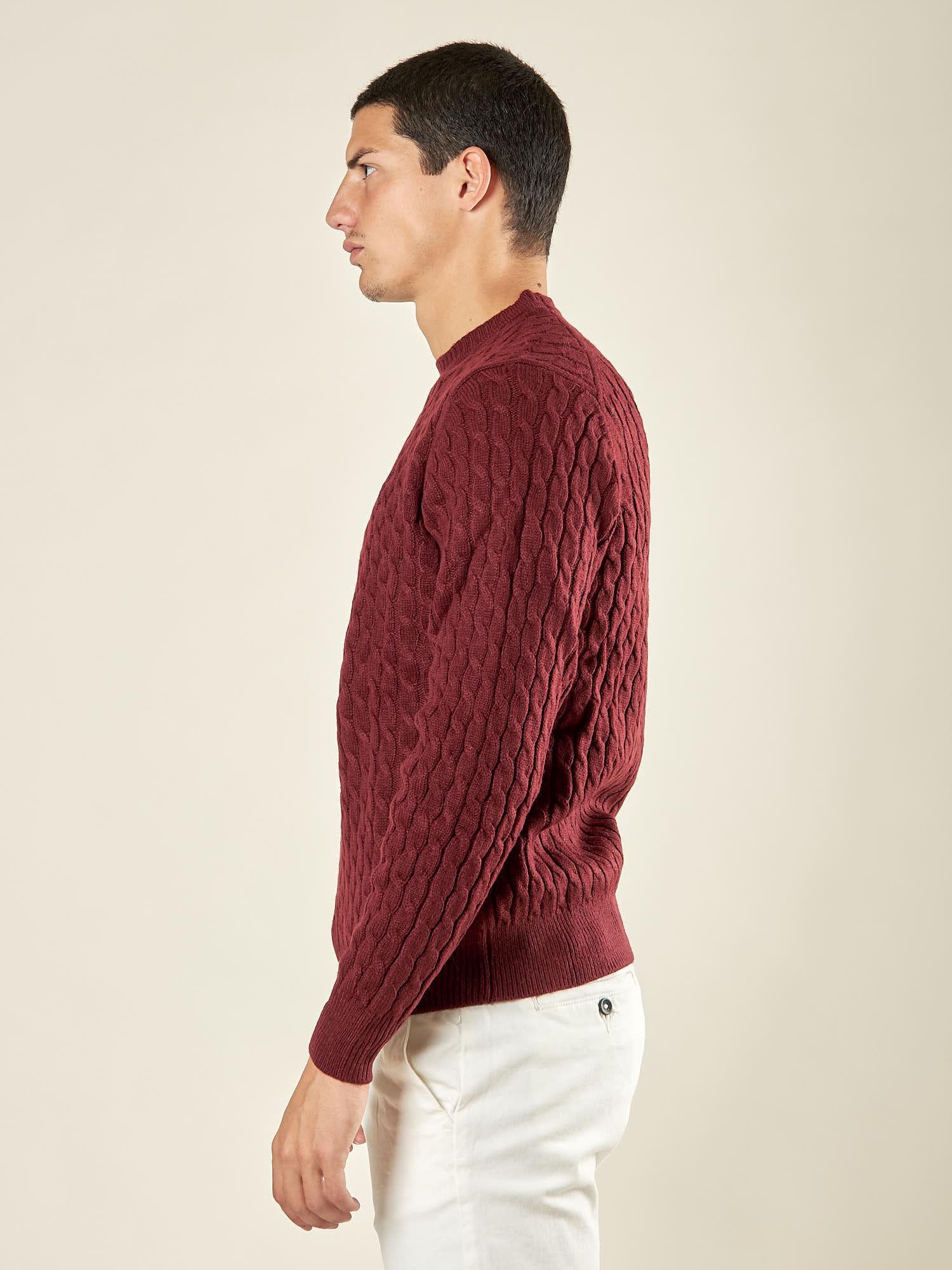 Maglia Uomo Invernale a Trecce in Misto Acrilico. Calore, Stile e Comfort per la Stagione Fredda. M431718 BORDEAUX BEVERLY HILLS POLO CLUB 