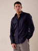 Long sleeve stretch shirt with covered buttons, slim fit with darts.