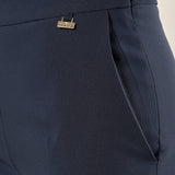 Pantalone palazzo donna con zip laterale.  Linea pulita ed eleganza essenziale. PA003034 BLU ARTIGLI 