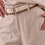 Pantalone Donna largo in tessuto rigato con cintura abbinata. PG419P/EST309EC BEIGE EXTASY 