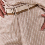 Pantalone Donna largo in tessuto rigato con cintura abbinata. PG419P/EST309EC BEIGE EXTASY 
