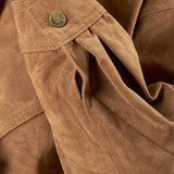 Bomber donna effetto scamosciato. Zip frontale, tasche a filetto e collo a camicia. HM2513 CAMEL FORGET-ME-NOT 