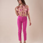 Pantalone skinny con carrè dietro donna. PA000777 GERANIO ARTIGLI 