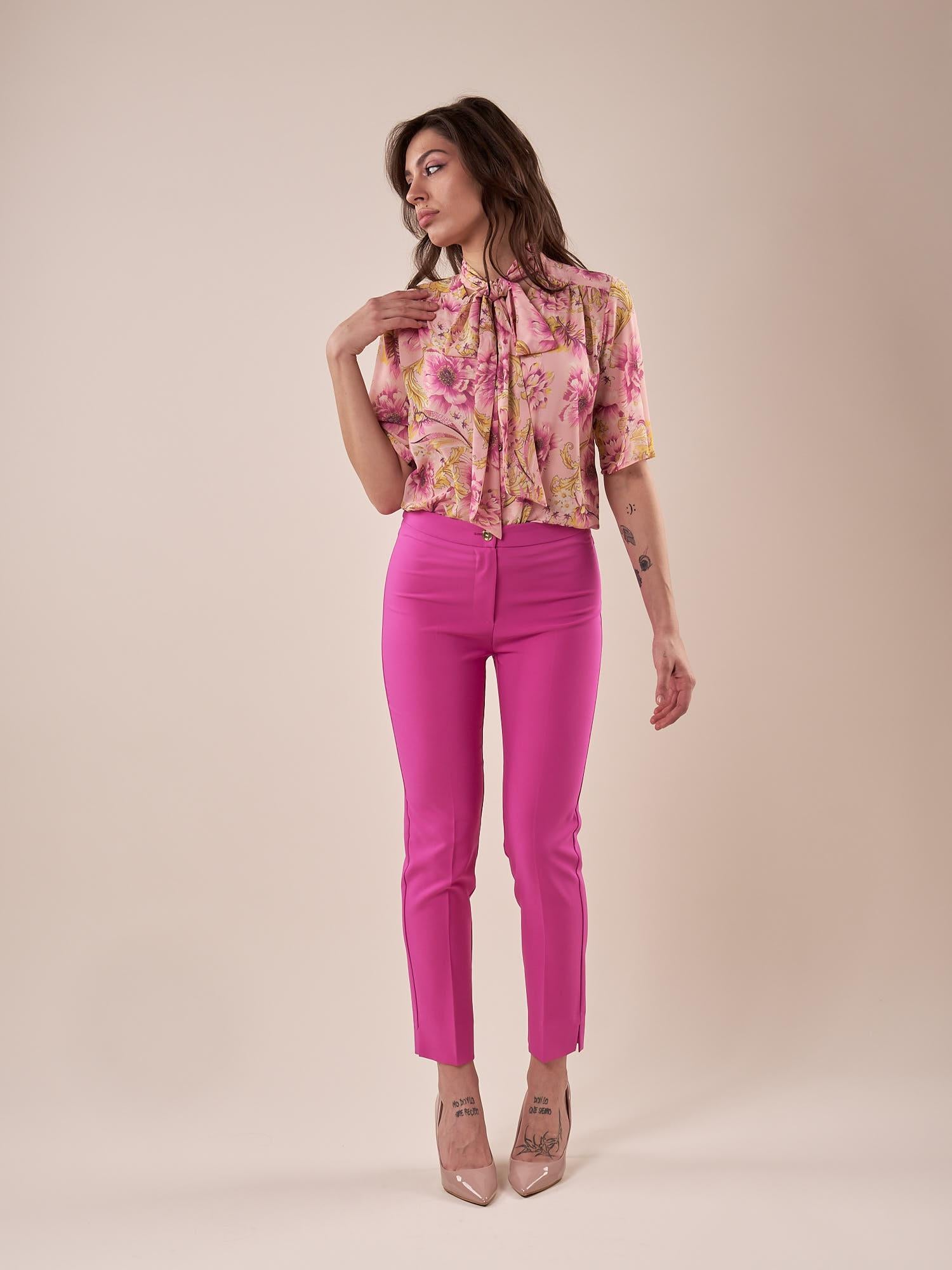Pantalone skinny con carrè dietro donna. PA000777 GERANIO ARTIGLI 