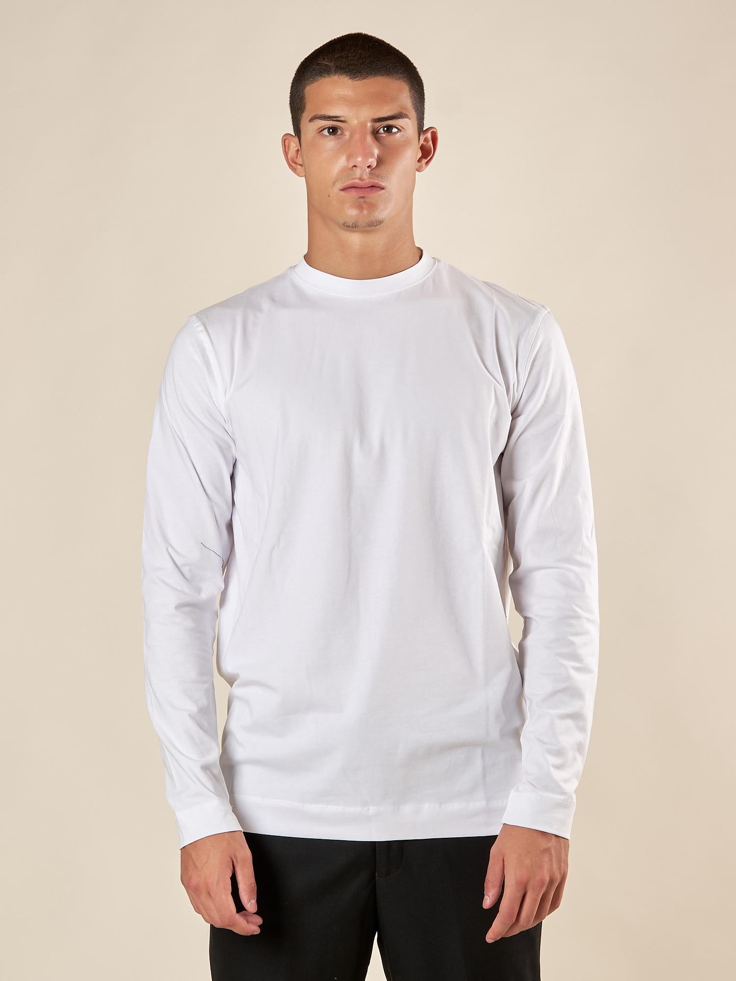 T-shirt da Uomo Girocollo Manica Lunga in Caldo Cotone Comfort Termico e Stile Minimal TI284H BIANCO HAMAKI-HO 