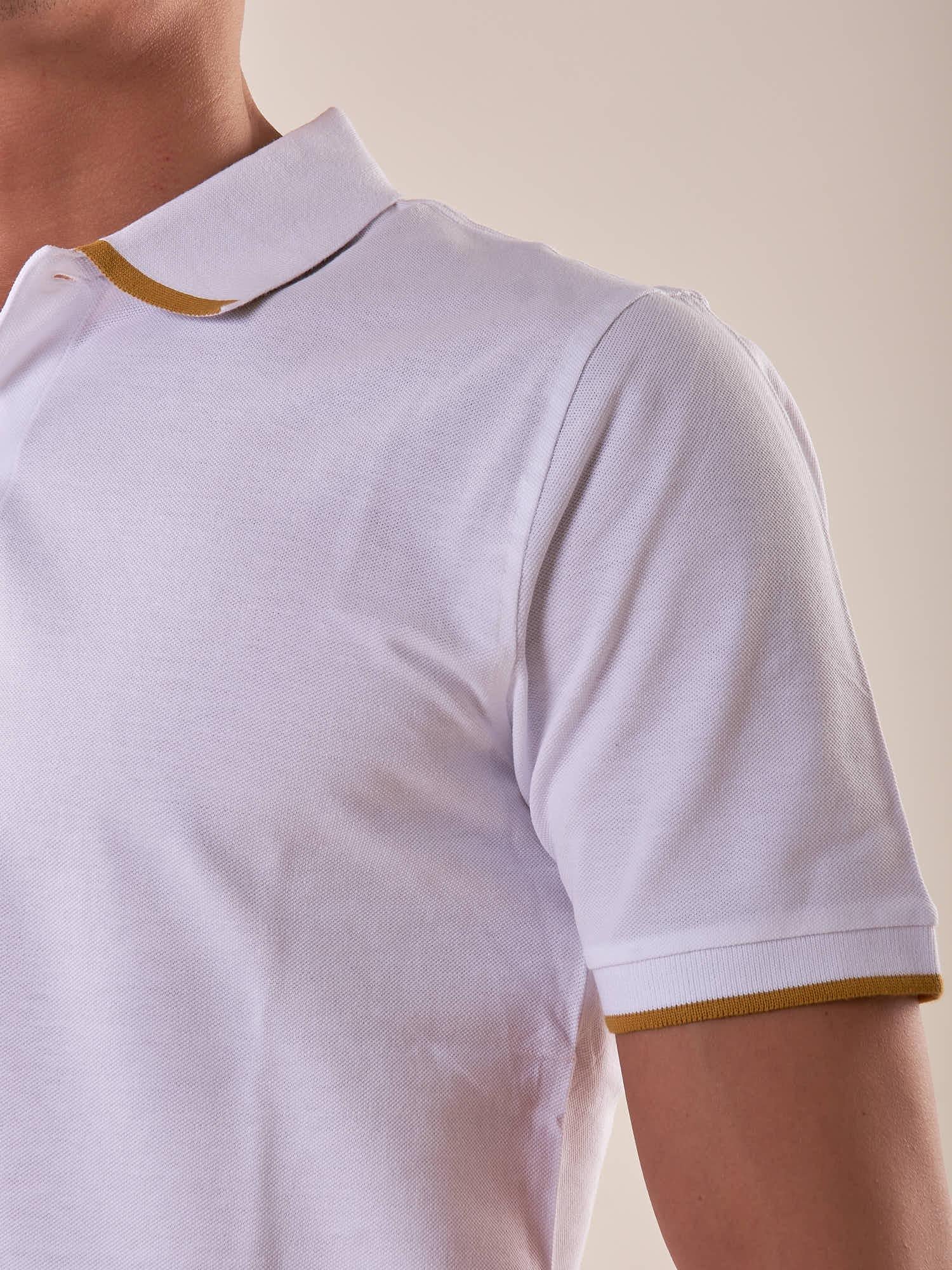 Polo manica corta con riga collo a contrasto uomo. PE123H BIANCO HAMAKI-HO 