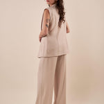 Pantalone Donna palazzo con pences ed elastico sul retro. KAR857/321EC BEIGE EXTASY 
