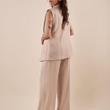 Pantalone Donna palazzo con pences ed elastico sul retro. KAR857/321EC BEIGE EXTASY 
