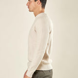 Maglia Uomo Invernale in Morbido Tessuto con Mezzo Collo Rigato. Eleganza e Comfort in un Solo Capo. DM9572 PANNA DATCH 