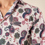 Camicia da uomo manica lunga in tessuto stretch fantasia. OE1F2W5C14 PANNA OVER-D 