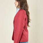 Giacca donna monopetto. Petto a lancia, bottone a contrasto e tasche a pattin GI003118 BORDEAUX ARTIGLI 