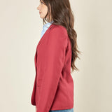Giacca donna monopetto. Petto a lancia, bottone a contrasto e tasche a pattin GI003118 BORDEAUX ARTIGLI 