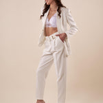 Pantalone donna vita alta con cintura e pences PA000763 PANNA ARTIGLI 