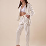 Pantalone donna vita alta con cintura e pences PA000763 PANNA ARTIGLI 