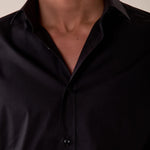 Camicia in cotone elasticizzatoa slim collo francese con riprese uomo. FBSOFT NERO FB 