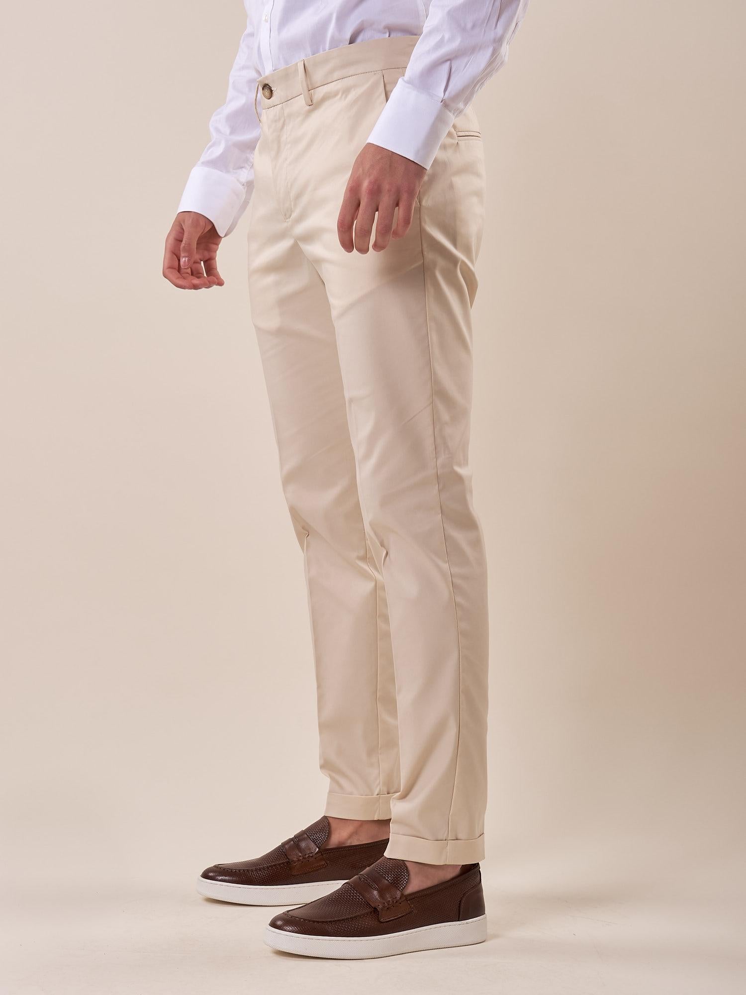 Pantalone chino slim fit con risvolto uomo. OE1S2S5P32 BURRO OVER-D Uomo 