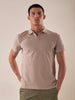 Men's short-sleeved polo shirt with derby collar, stretch piquet.