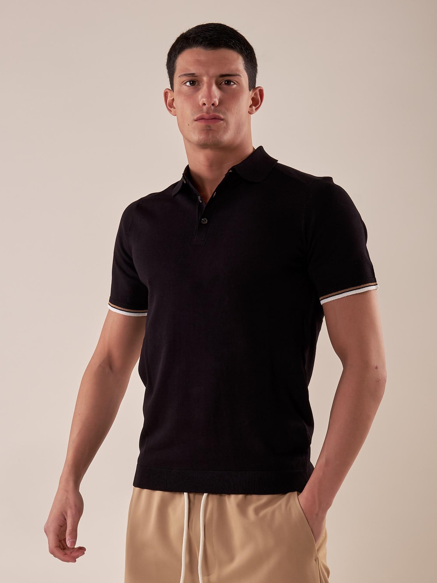 Polo manica corta viscosa crepe f.12 uomo. CON2158125 BLACK CONSENSO Uomo 