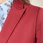 Giacca donna monopetto. Petto a lancia, bottone a contrasto e tasche a pattin GI003118 BORDEAUX ARTIGLI 
