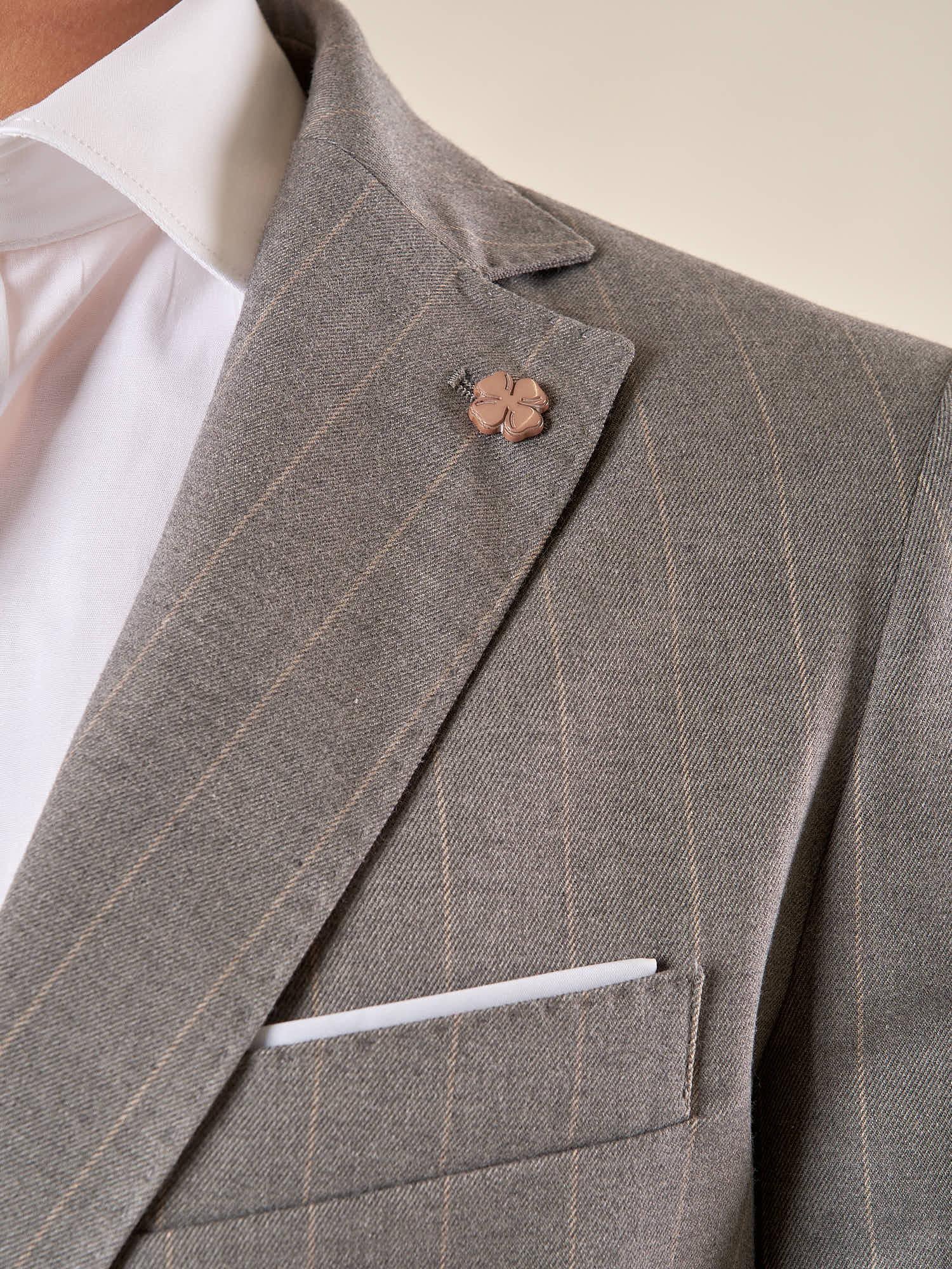Abito da Uomo Gessato  Giacca Foderata con Pattine e Pantalone con Tasche allAmericana, Vestibilità Regular OC1F2W5A03 GRIGIO OVER-D 