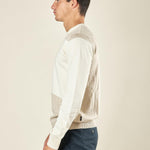Maglia Uomo Invernale Girocollo in Misto Viscosa con Intarsi. Eleganza e Comfort in Stile Moderno. MI3172H OFF WHITE HAMAKI-HO 