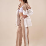 Pantalone Donna modello a palazzo bicolore in misto viscosa. PA000818 BEIGE/AVORIO ARTIGLI 