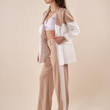 Pantalone Donna modello a palazzo bicolore in misto viscosa. PA000818 BEIGE/AVORIO ARTIGLI 