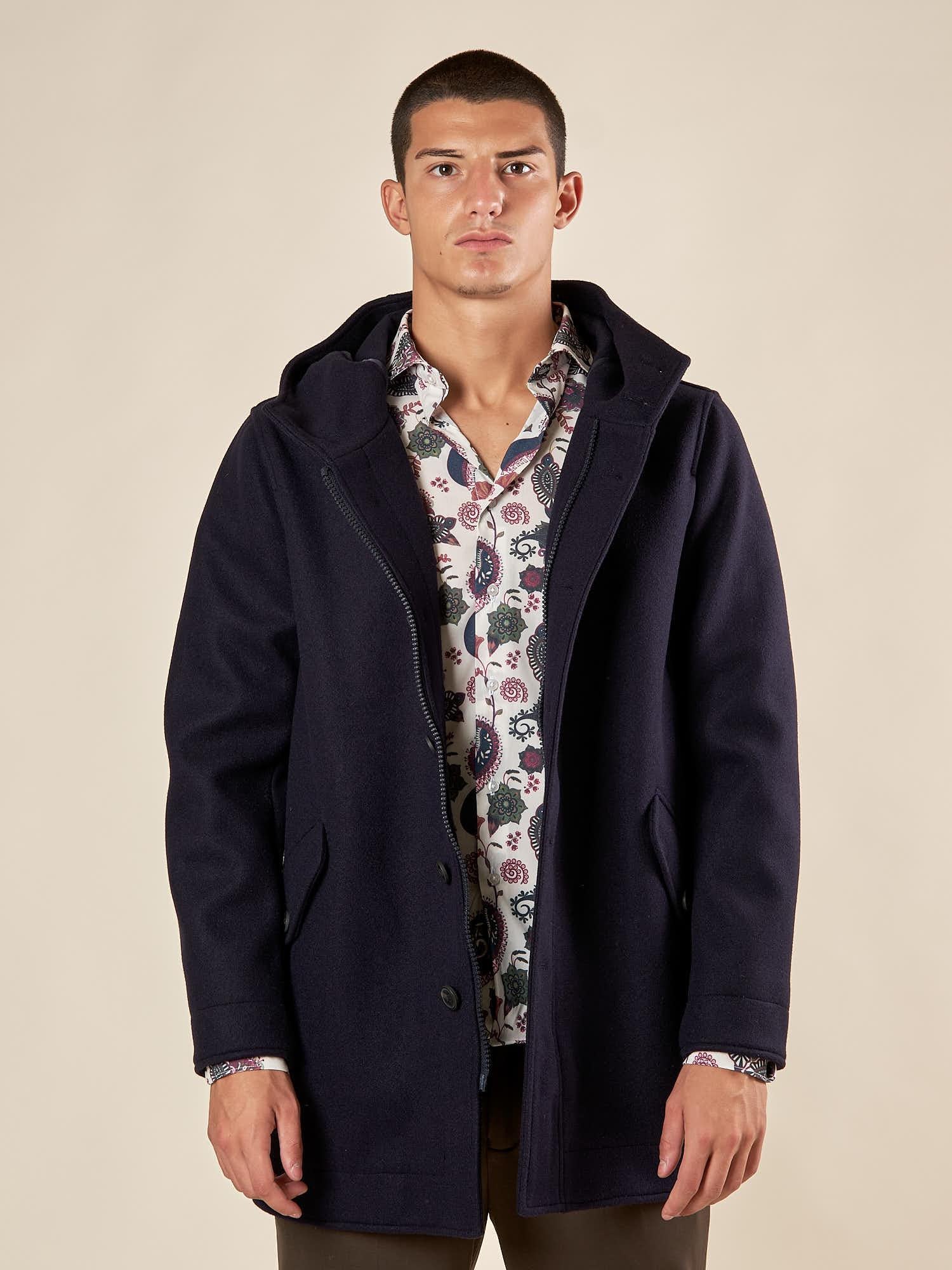 Parka Uomo con Cappuccio e Tasche con Pattine. CP14H BLU HAMAKI-HO 