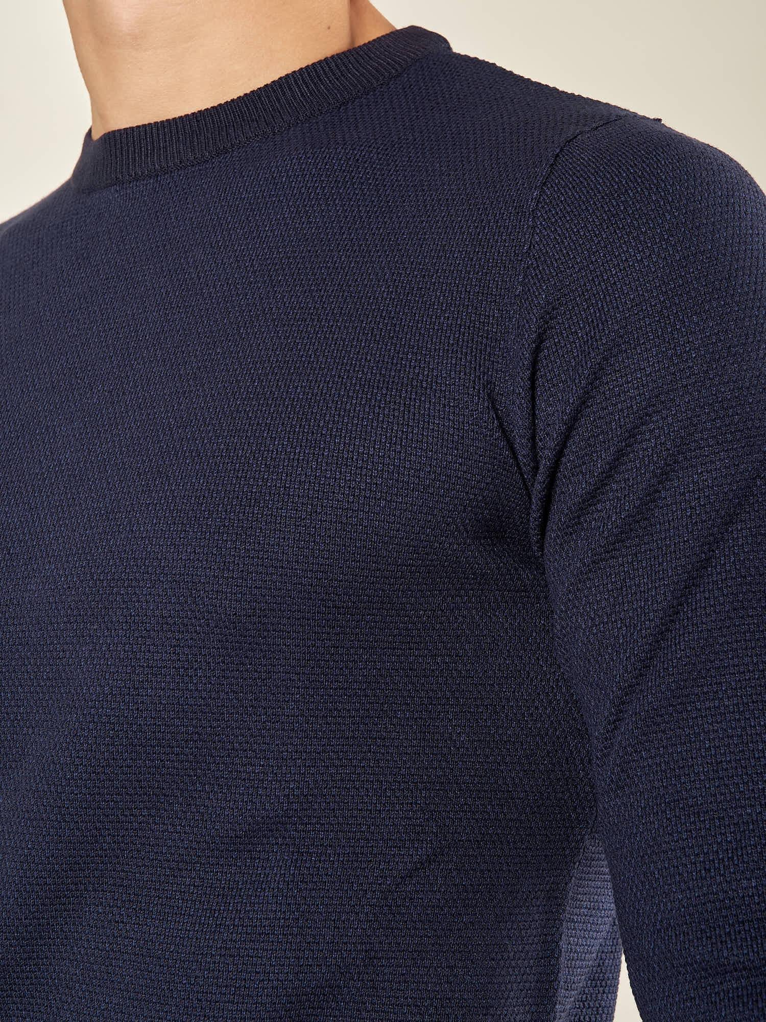 Maglia Uomo Girocollo Manica Lunga in Misto Viscosa con Micro Disegno CON/4034225 NAVY CONSENSO 
