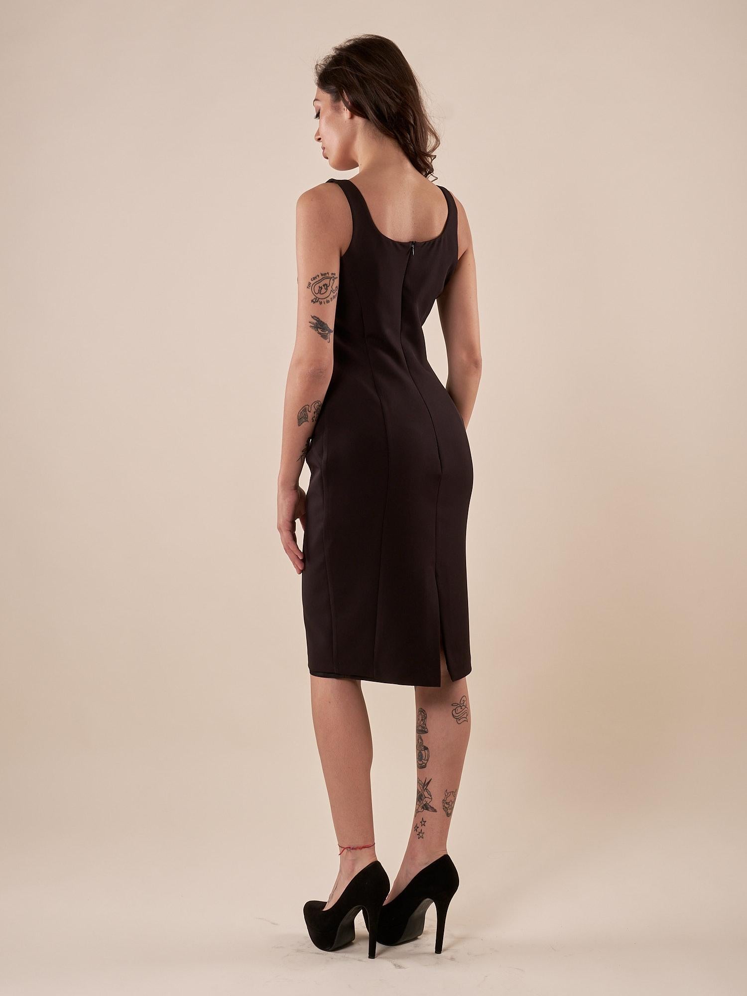 Abito Donna tubino elegante con applicazione. AB000760 NERO ARTIGLI 