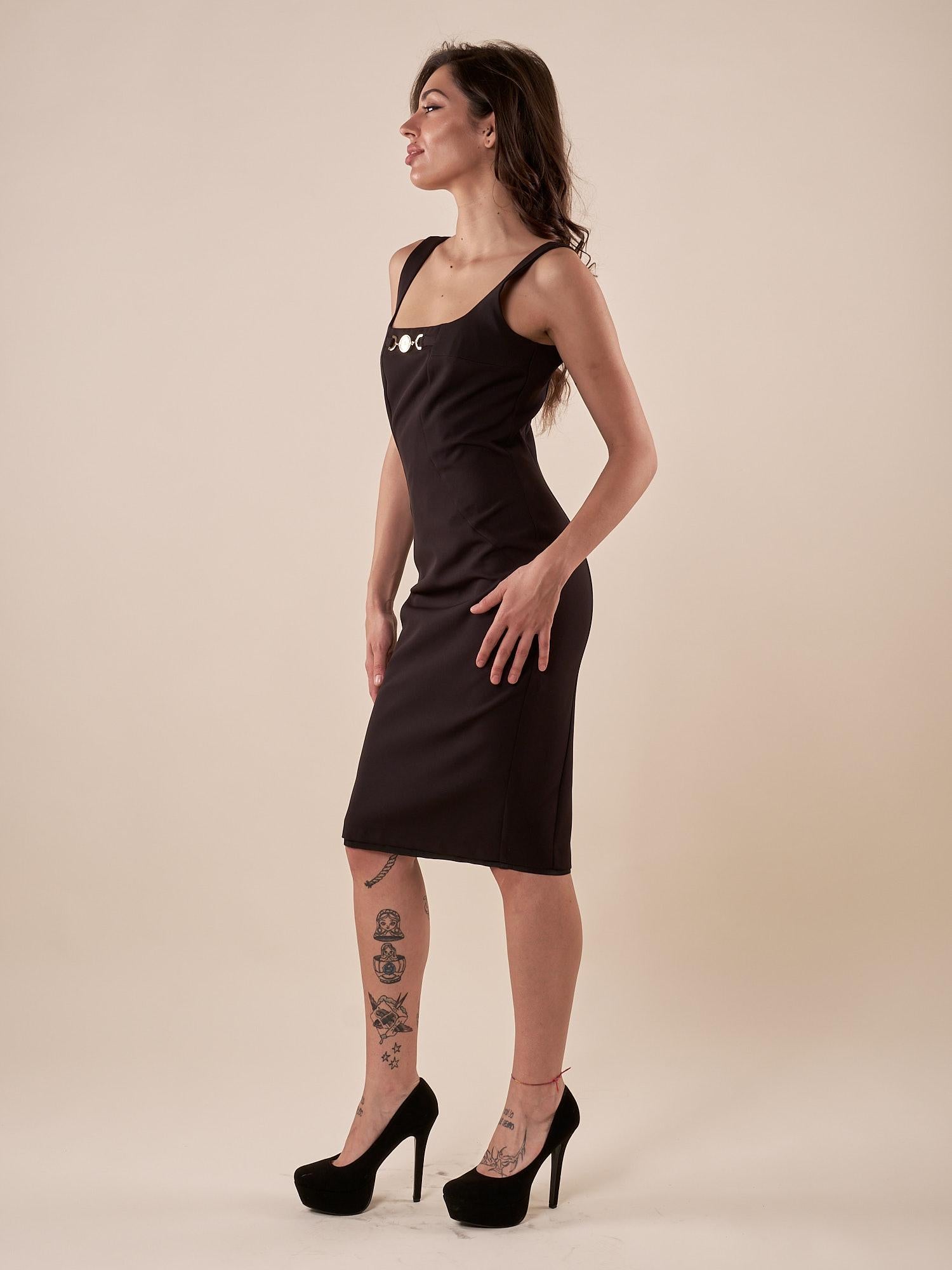 Abito Donna tubino elegante con applicazione. AB000760 NERO ARTIGLI 