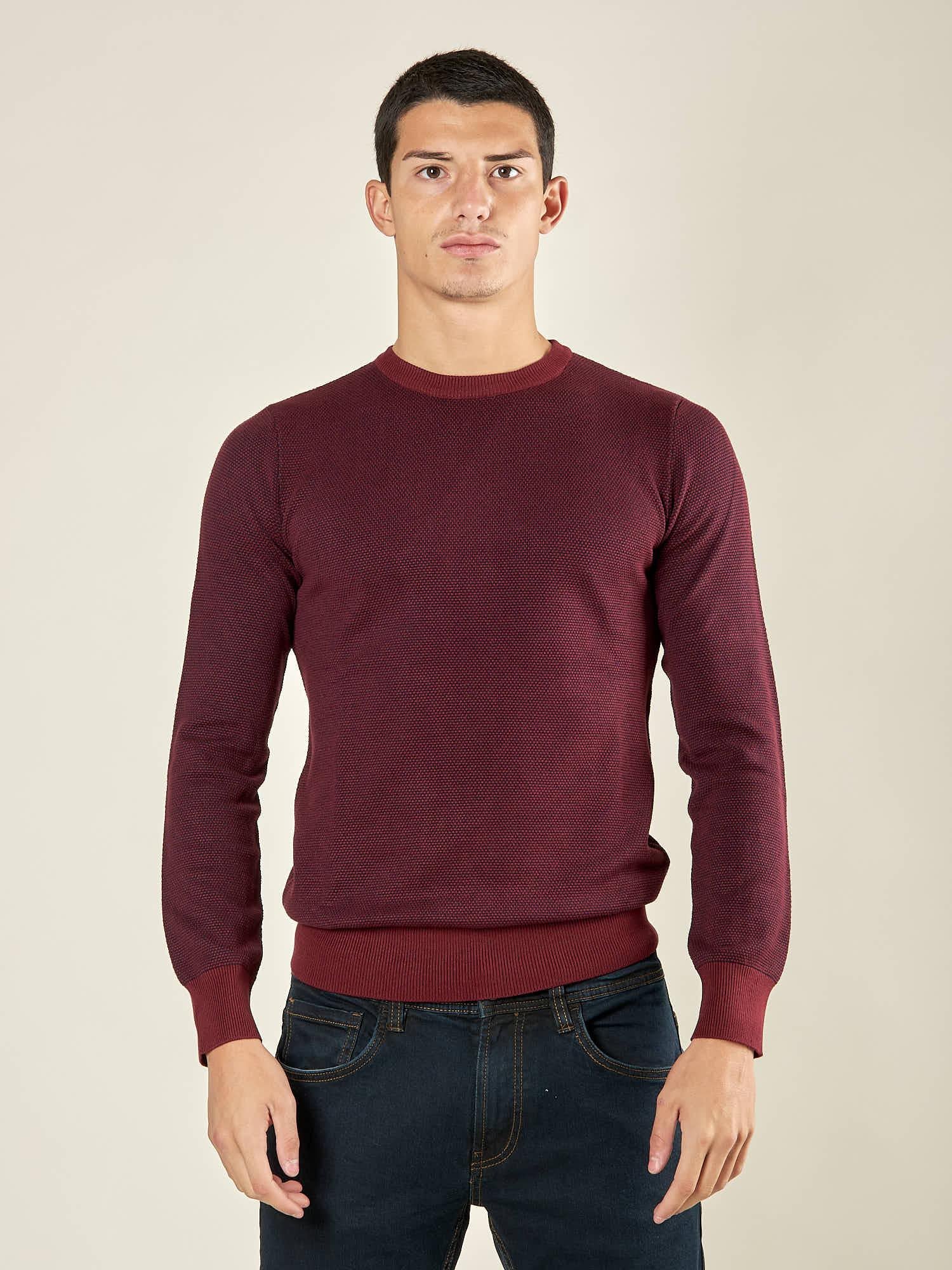 Maglia Uomo Girocollo Manica Lunga in Misto Viscosa con Micro Disegno CON/4034225 BAROLO CONSENSO 