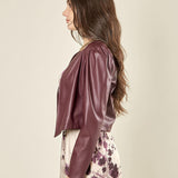 Giacca donna corta in ecopelle. GI003626 BORDEAUX ARTIGLI 