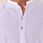 Camicia manica lunga coreana misto lino uomo. OC1S2S5C10 BIANCO OVER-D 