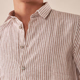 Camicia Uomo in misto lino a righe manica lunga. CE1265H FANGO HAMAKI-HO 