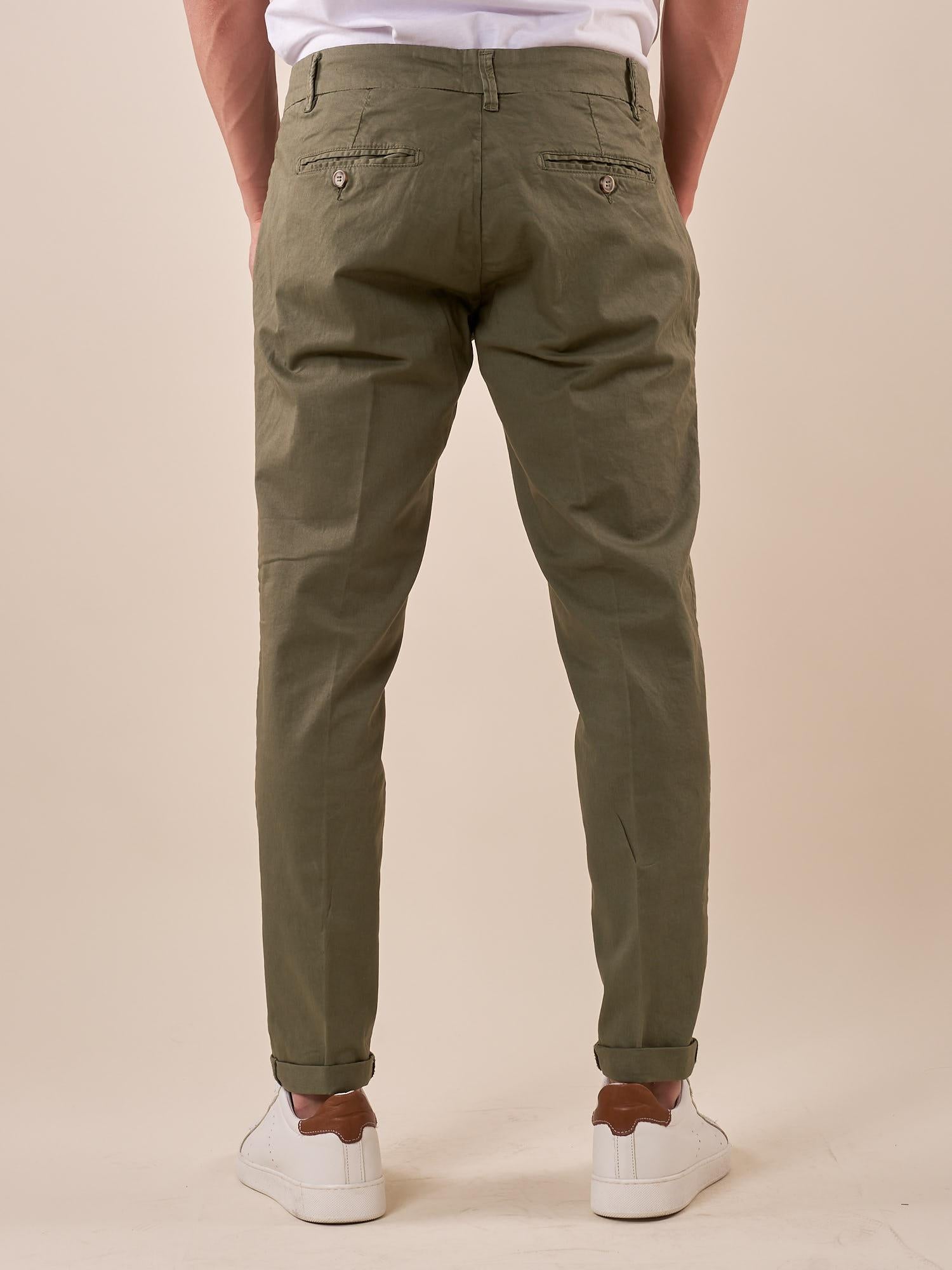 Pantalone Uomo Capri Slim in Cotone Elasticizzato con Tasche allAmericana GPE500 VERDE SALVIA BLACKSUNDAY 